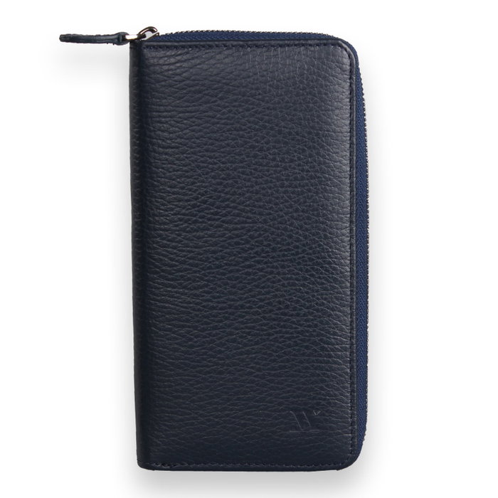 Zoozie Bags Cartera de Piel Auténtica Azul Marino